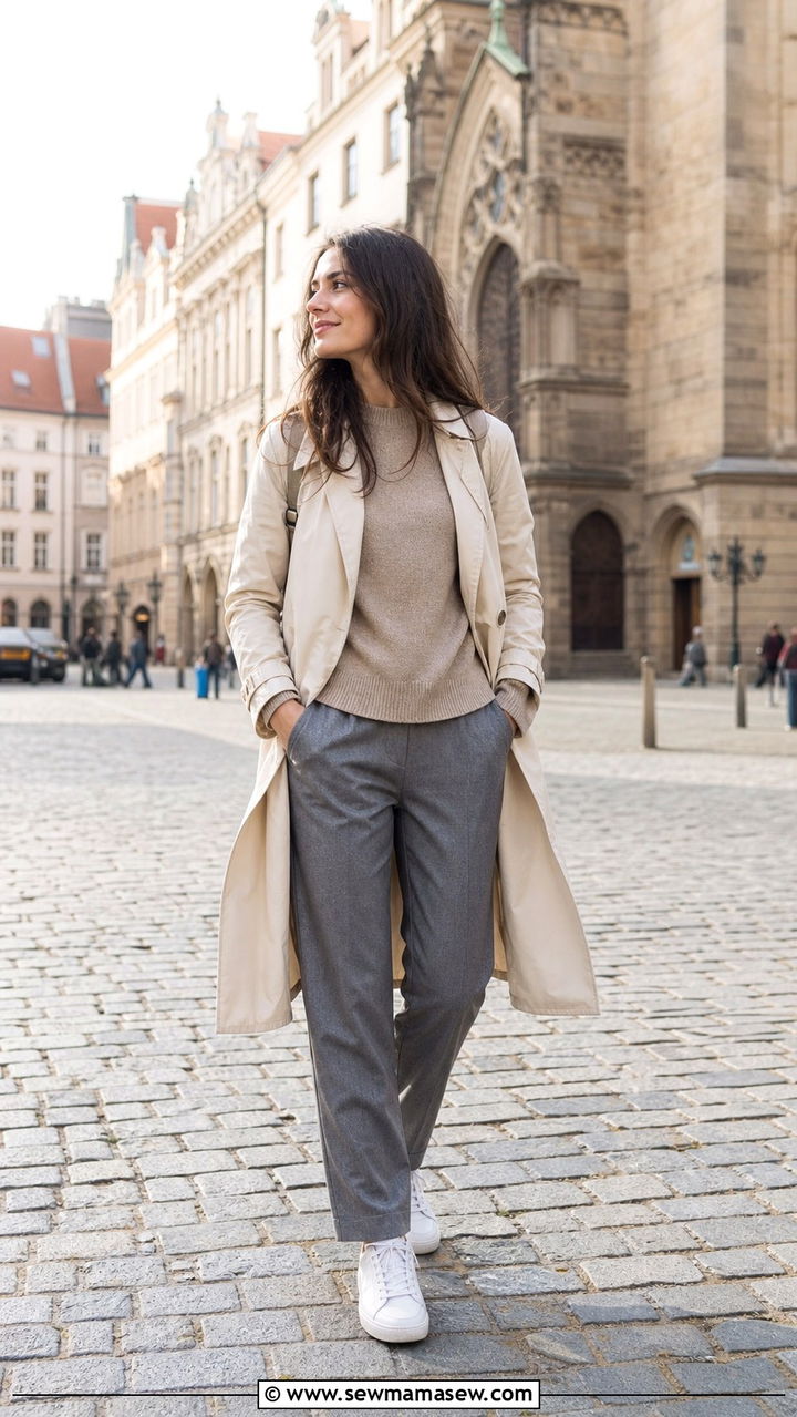 Neutral Tone Layered Look For Prague Sightseeing - 40 What to wear in Prague