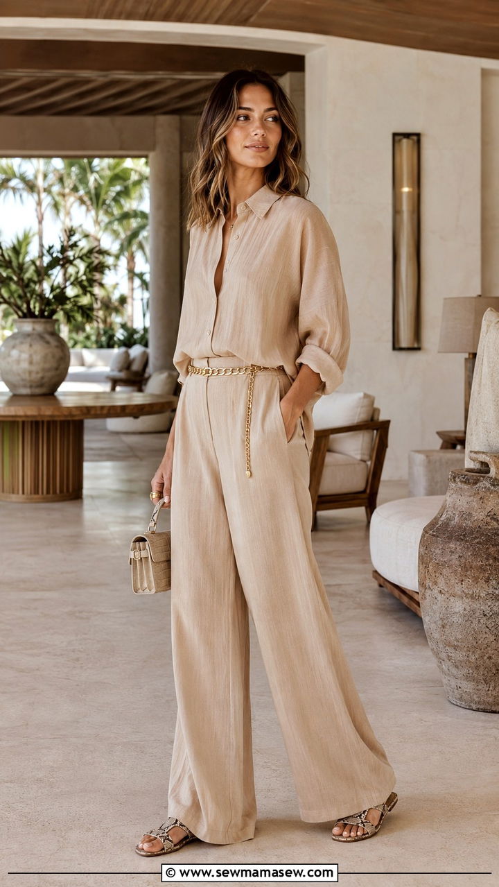 Neutral Tone Matching Set Resort Outfit - 30 chic resort vacation outfits for women
