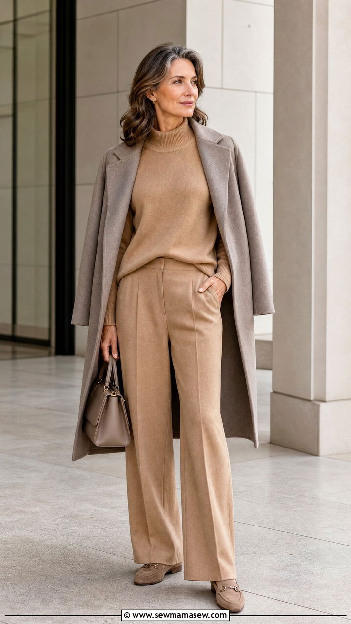 Neutral Tone Monochrome Outfit - 40 How to dress in your 50s