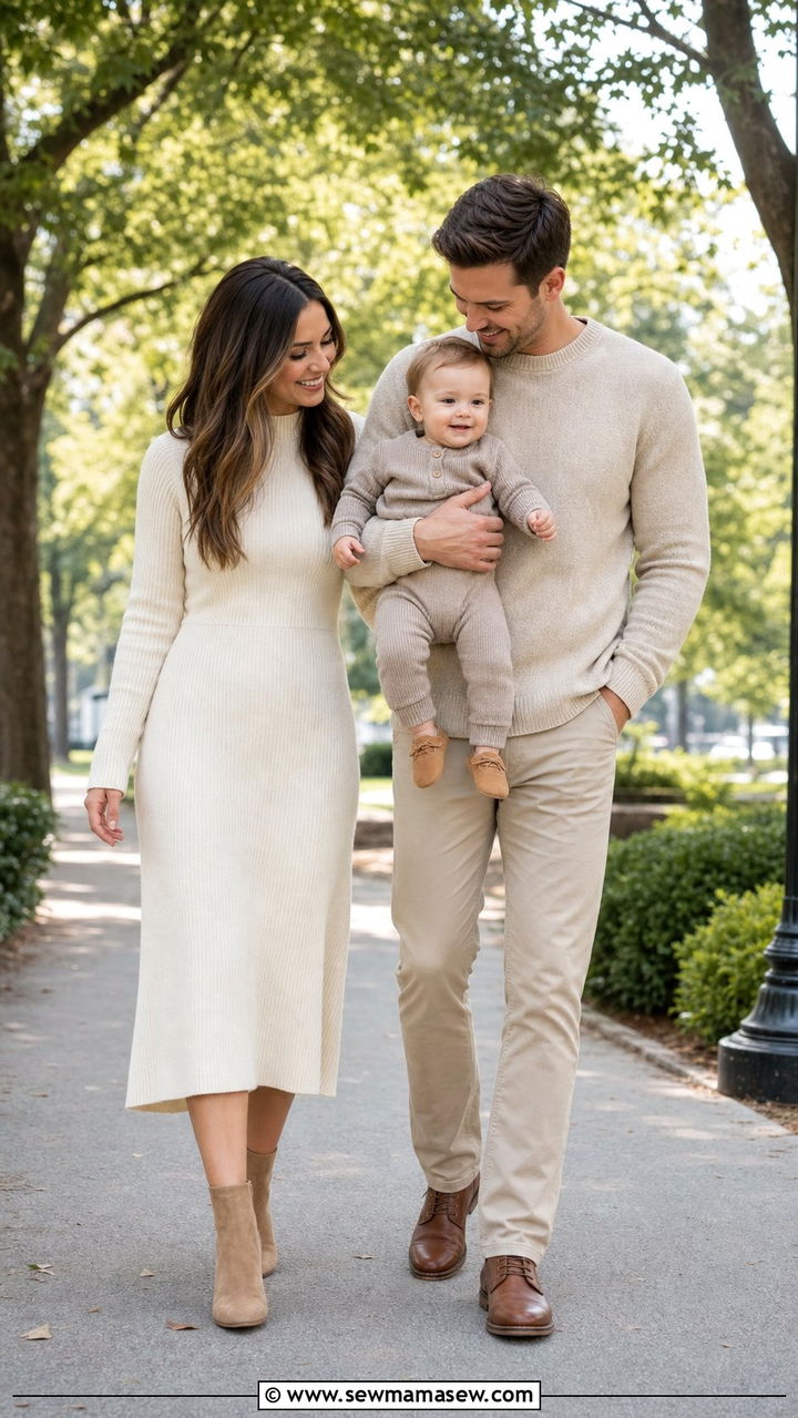 Neutral family photo outfit with toddler - 25 Family photo outfit ideas with toddlers