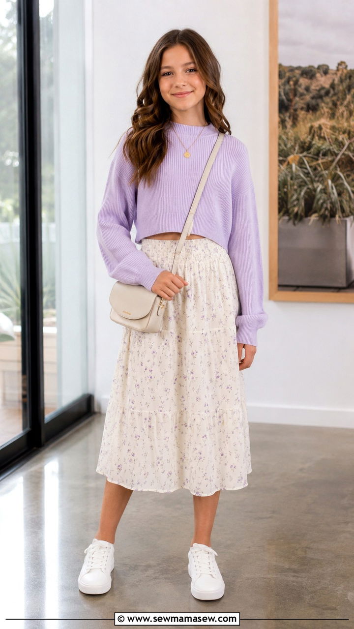 Neutral hoodie dress with white sneakers - 30 Spring outfits for tweens