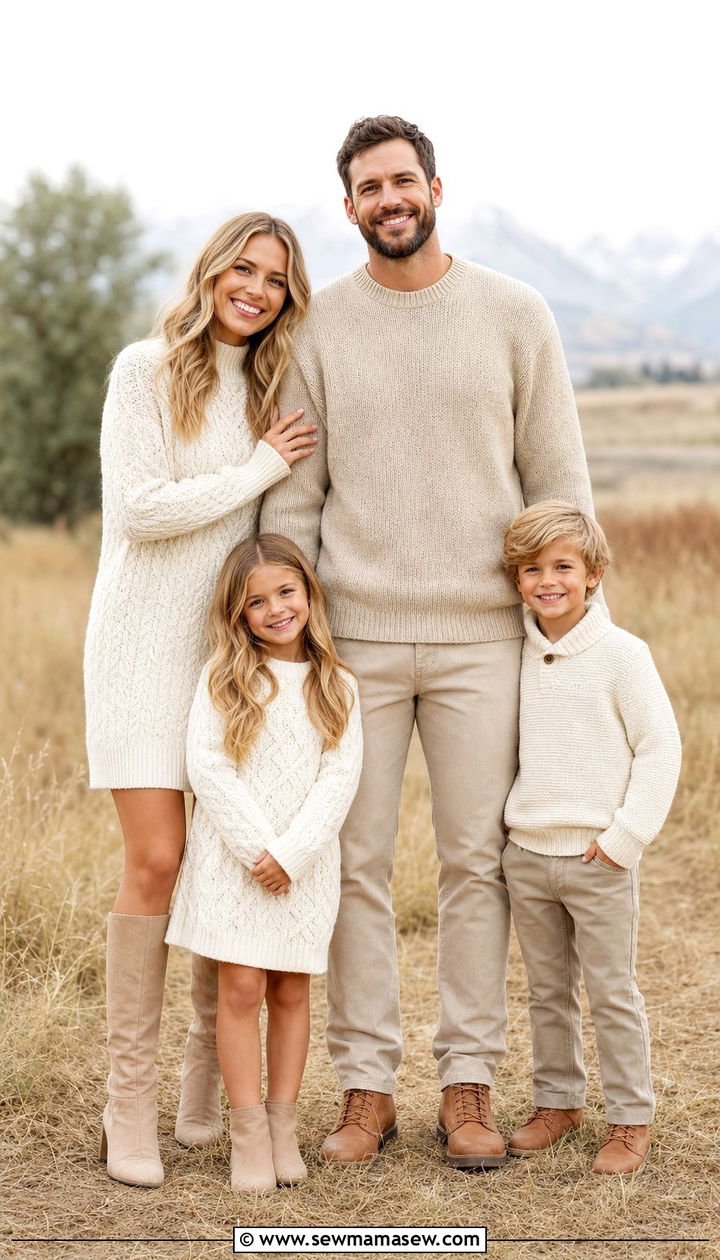 Neutral knit layers for family photos - 25 family photo outfits 2026