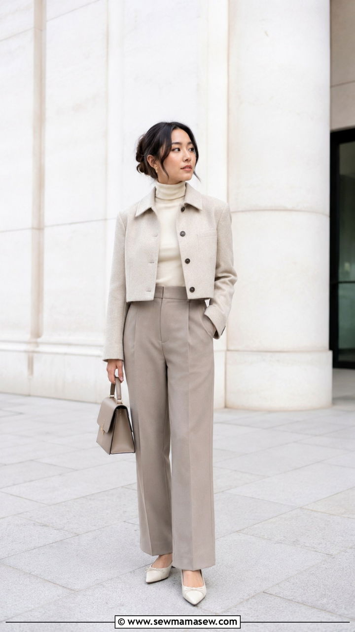 Neutral layered outfit for short women - 30 classy outfits for short women
