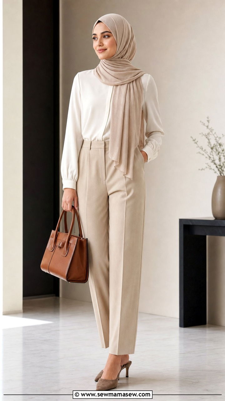 Neutral tone monochrome hijab summer outfit - 25 summer outfits for hijab women