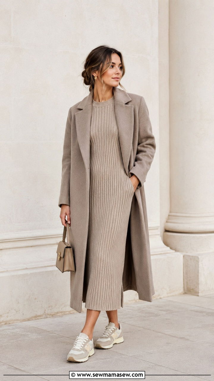 New Balance 204L with knit midi dress - 30 How to style New Balance sneakers