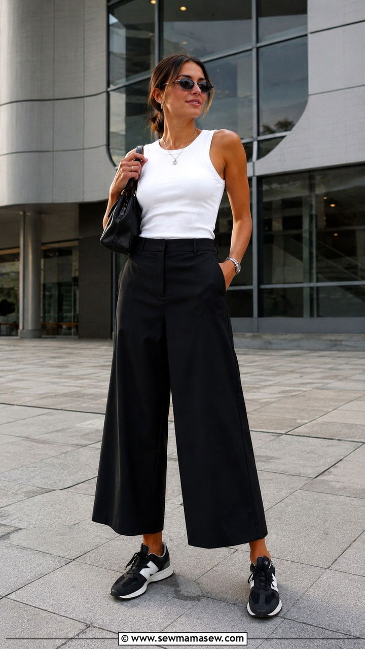 New Balance 327 with wide leg trousers - 30 How to style New Balance sneakers
