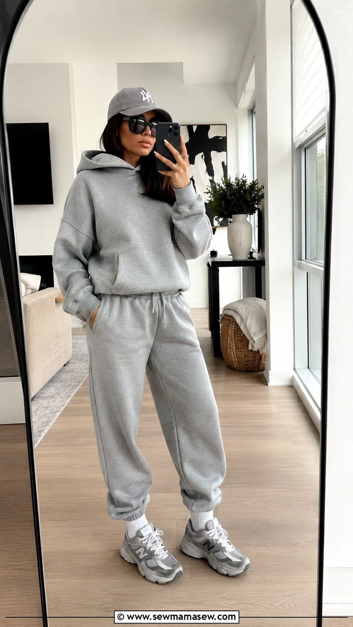 New Balance 9060 with Matching Joggers and Hoodie - 25 New Balance sneakers outfit ideas