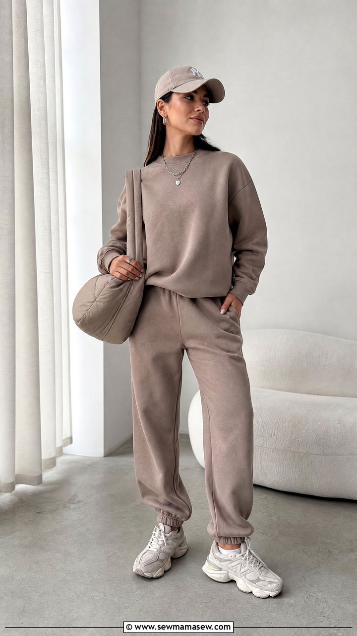 New Balance 9060 with Monochrome Coord Set - 25 New Balance sneakers outfit ideas