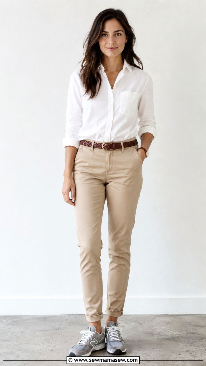 New Balance 990 with Chinos and Button Down Shirt - 25 New Balance sneakers outfit ideas
