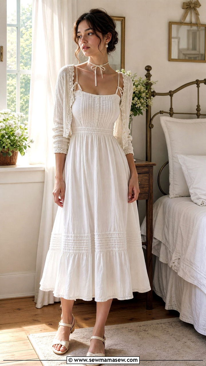 Nightgown Inspired Cotton Dress - 40 summer cottagecore outfits