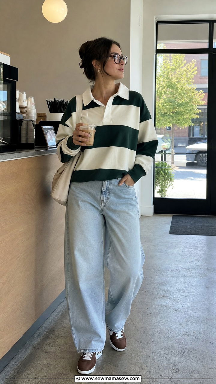 Nike Cortez With Barrel Jeans - 25 Sporty chic outfit ideas with Nike Cortez