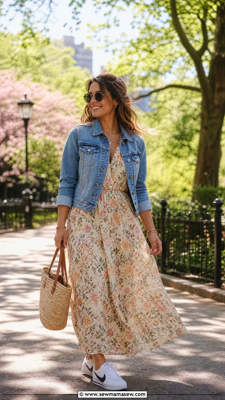 Nike Cortez With Maxi Dress - 25 Sporty chic outfit ideas with Nike Cortez
