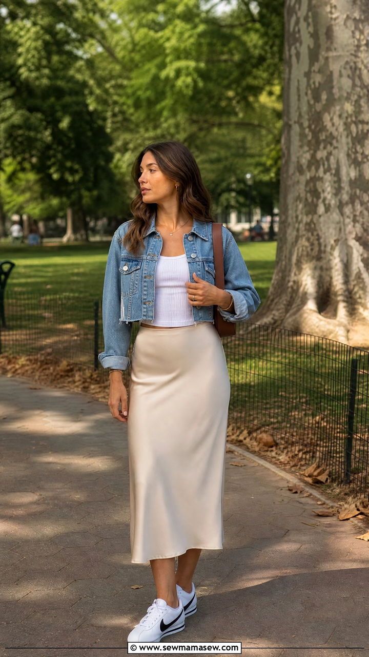 Nike Cortez With Midi Skirt Outfit - 25 Sporty chic outfit ideas with Nike Cortez