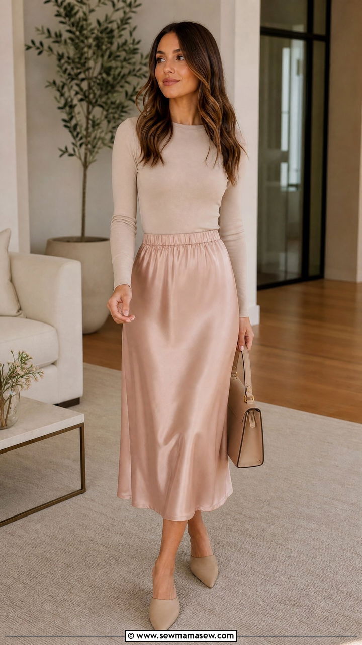 Nude Bodysuit Midi Skirt Outfit - 40 Nude outfit ideas
