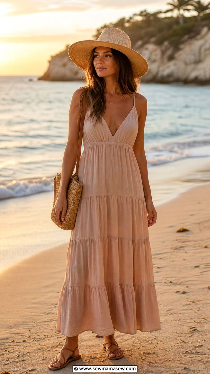 Nude Maxi Dress Outfit - 40 Nude outfit ideas