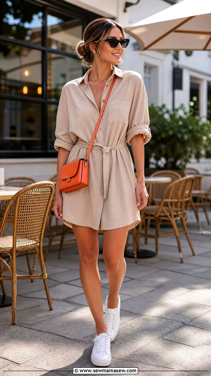 Nude Shirtdress Outfit - 40 Nude outfit ideas
