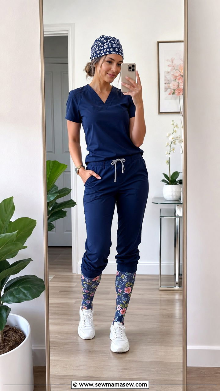 Nurse outfit with patterned compression socks - 30 Spring nurse outfits