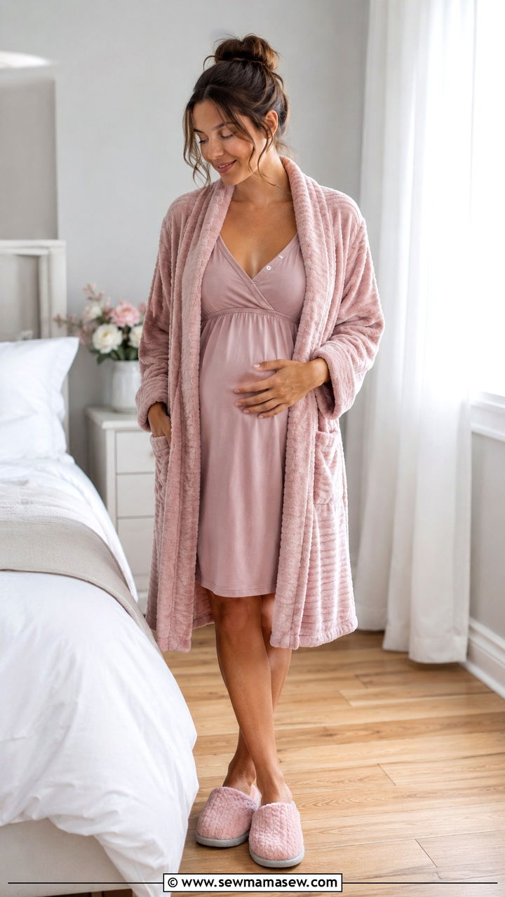 Nursing Nightgown with a Cozy Robe - 20 Postpartum outfit ideas week 1