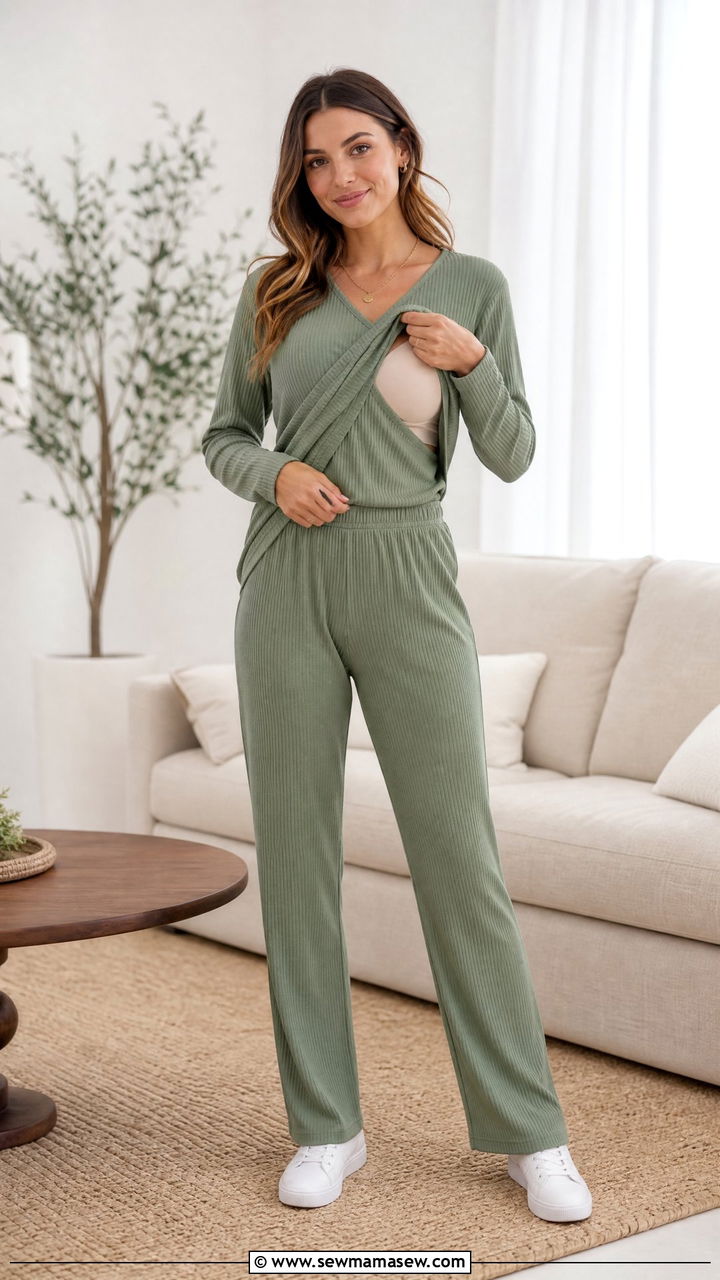 Nursing friendly matching set outfit - 25 Nursing friendly outfit ideas