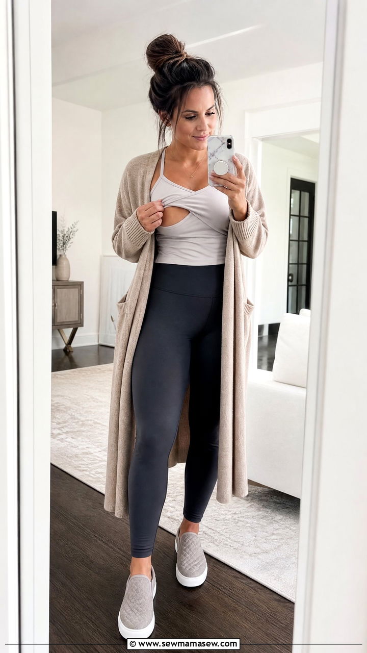 Nursing tank and cardigan outfit - 25 Breastfeeding outfit ideas