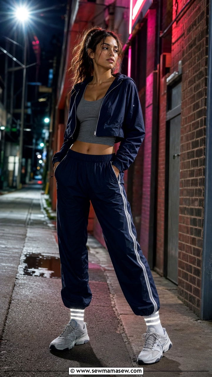 Nylon Track Pants and Cropped Zip Hoodie - 25 Evening run outfit ideas
