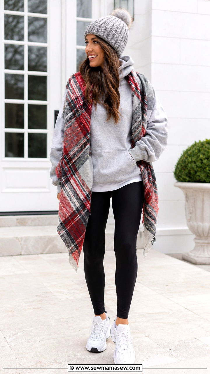 OSU hoodie outfit with leggings and sneakers - 20 Gameday outfit ideas Ohio State