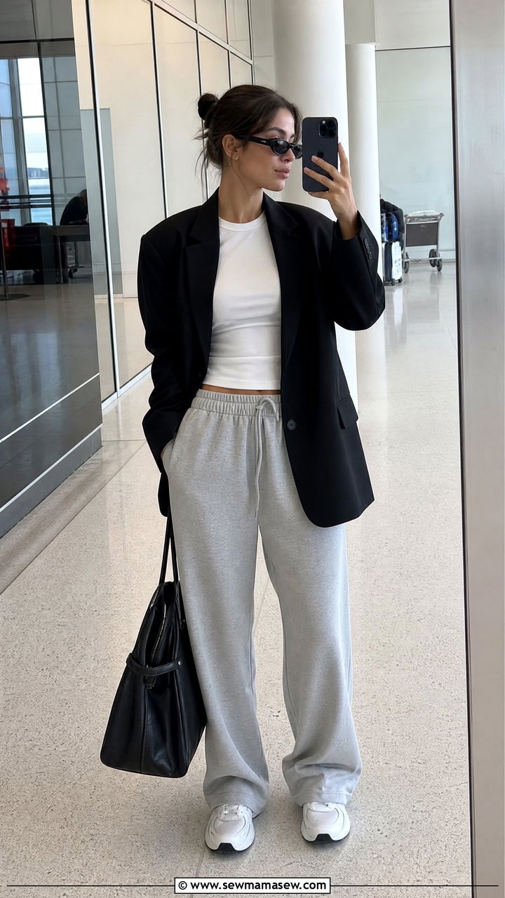 Off Duty Model Airport Look With Sweats - 30 Europe airport outfit ideas
