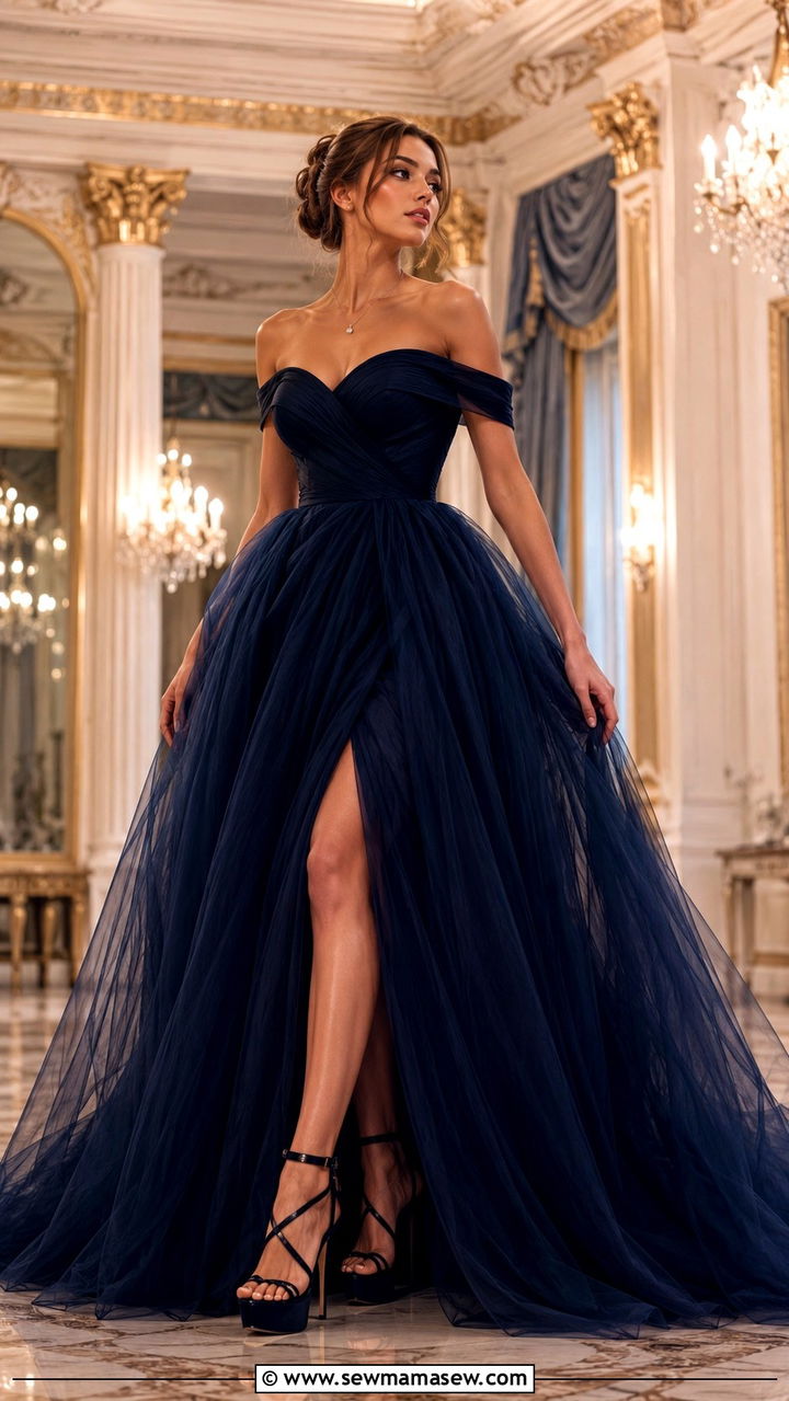 Off Shoulder Ball Gown for Charity Gala - 20 Charity gala outfit ideas