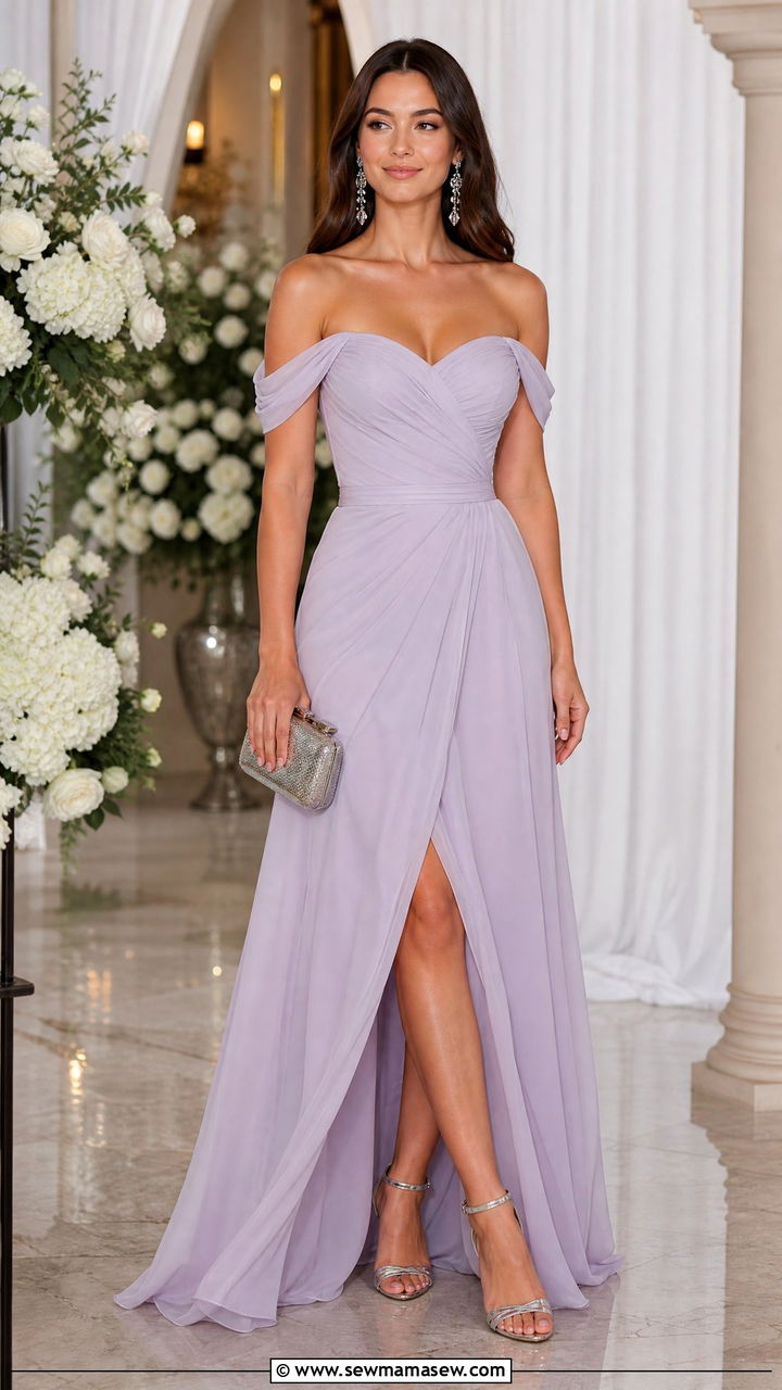 Off Shoulder Chiffon Dress Wedding Guest - 20 summer wedding guest outfits for women over 40