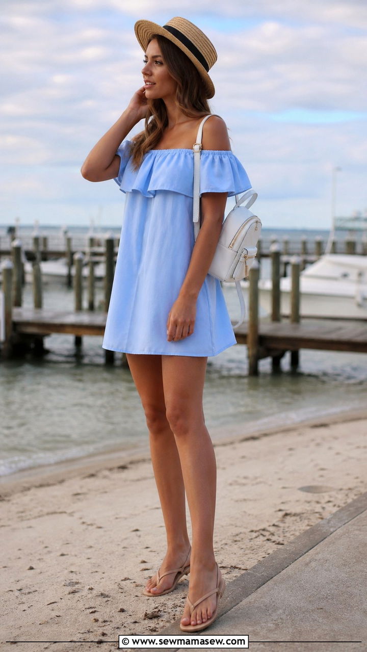 Off Shoulder Dress Beach Outfit - 40 Spring beach outfits