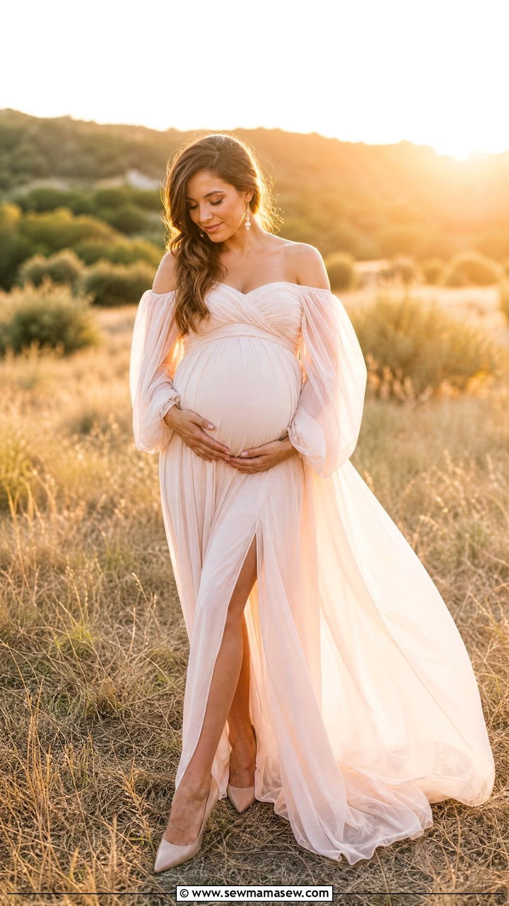 Off Shoulder Maternity Photo Dress - 25 Maternity photo outfit ideas 2026