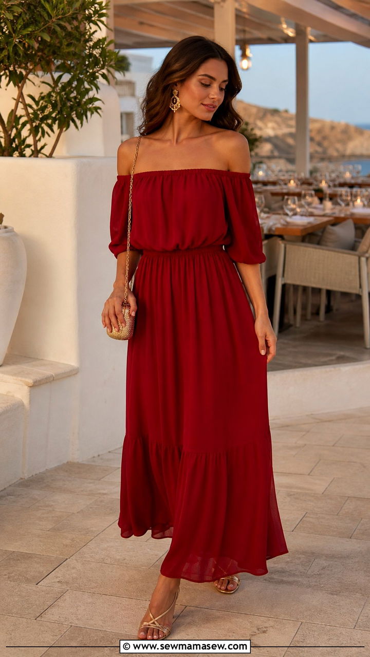 Off Shoulder Maxi Dress Outfit - 40 Summer outfits for women
