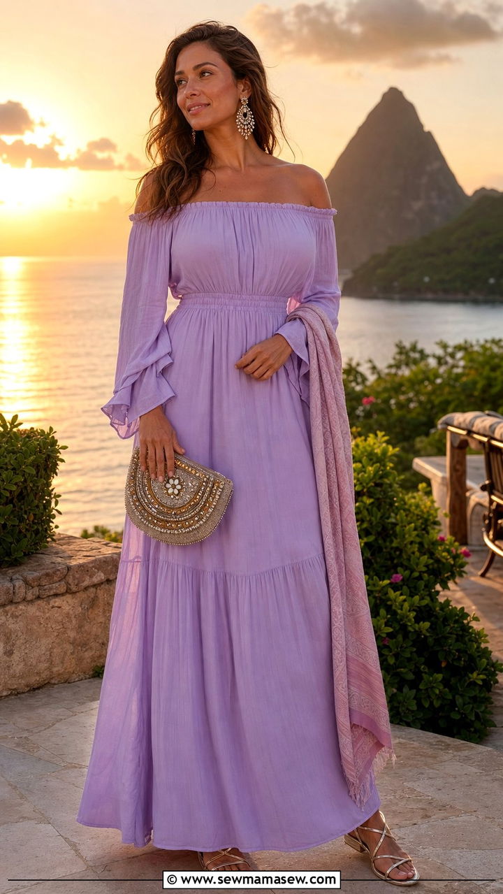 Off Shoulder Maxi Dress St Lucia Evening - 25 St Lucia outfit ideas