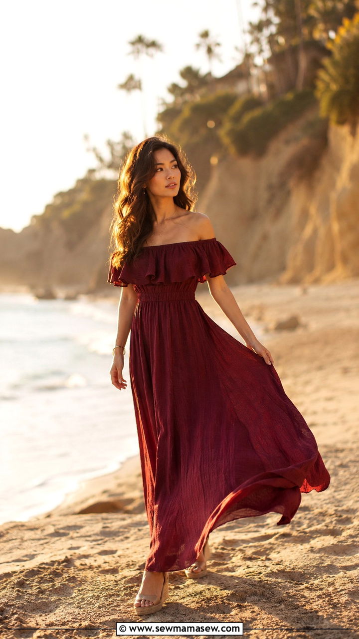Off Shoulder Maxi Dress for Petite Photoshoot - 25 Photoshoot outfits for petite women