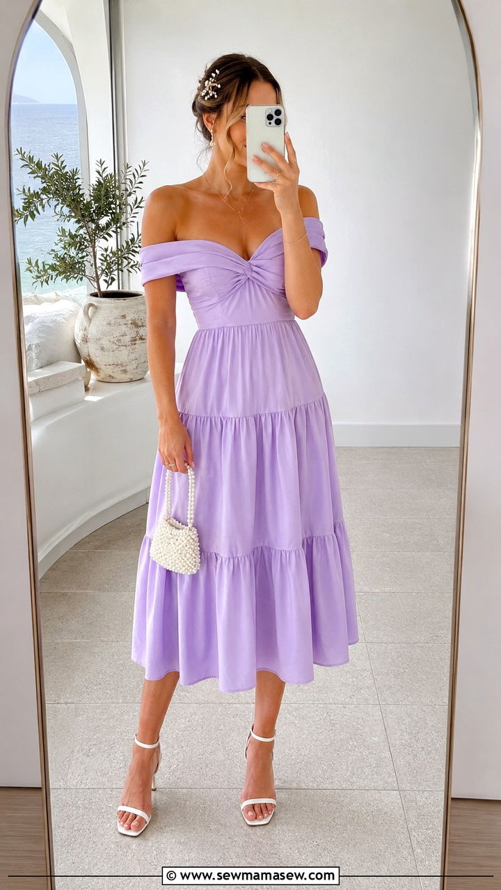 Off Shoulder Pastel Dress Wedding Guest - 20 Wedding guest outfit ideas off shoulder dress