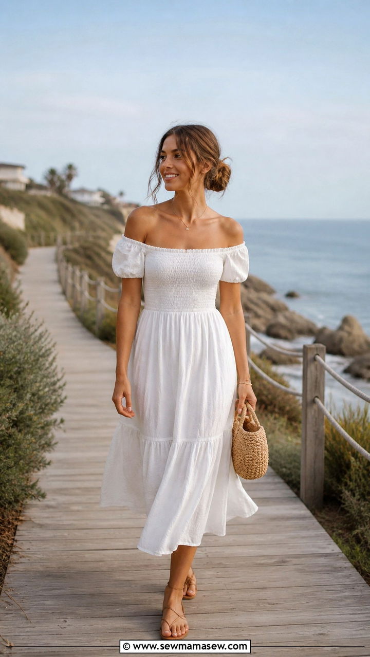 Off Shoulder Sundress Outfit for Hot Days - 40 hot weather outfits for women