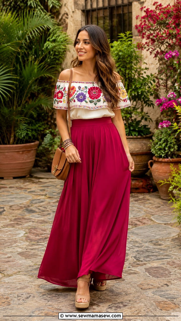 Off Shoulder Top And Maxi Skirt Mexican Wedding - 25 Wedding guest outfit ideas Mexican wedding