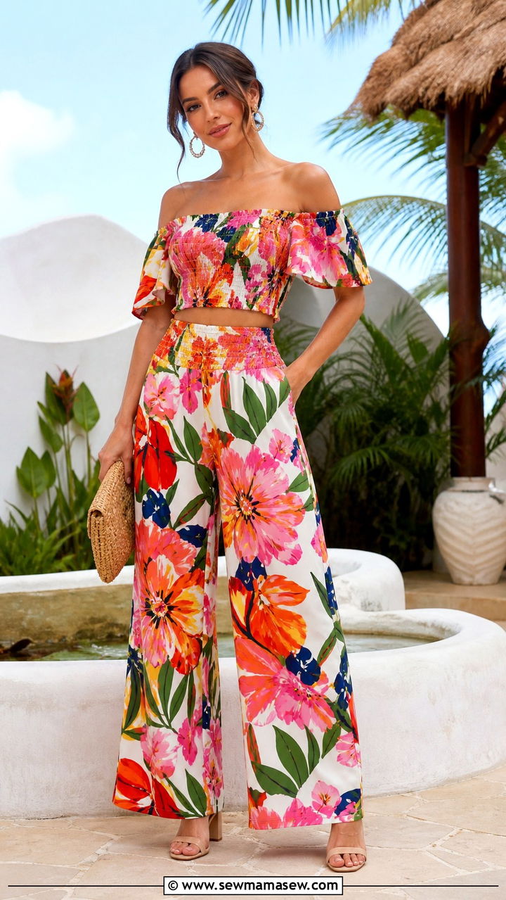 Off Shoulder Top With Matching Two Piece Set - 40 Off the shoulder top outfit ideas