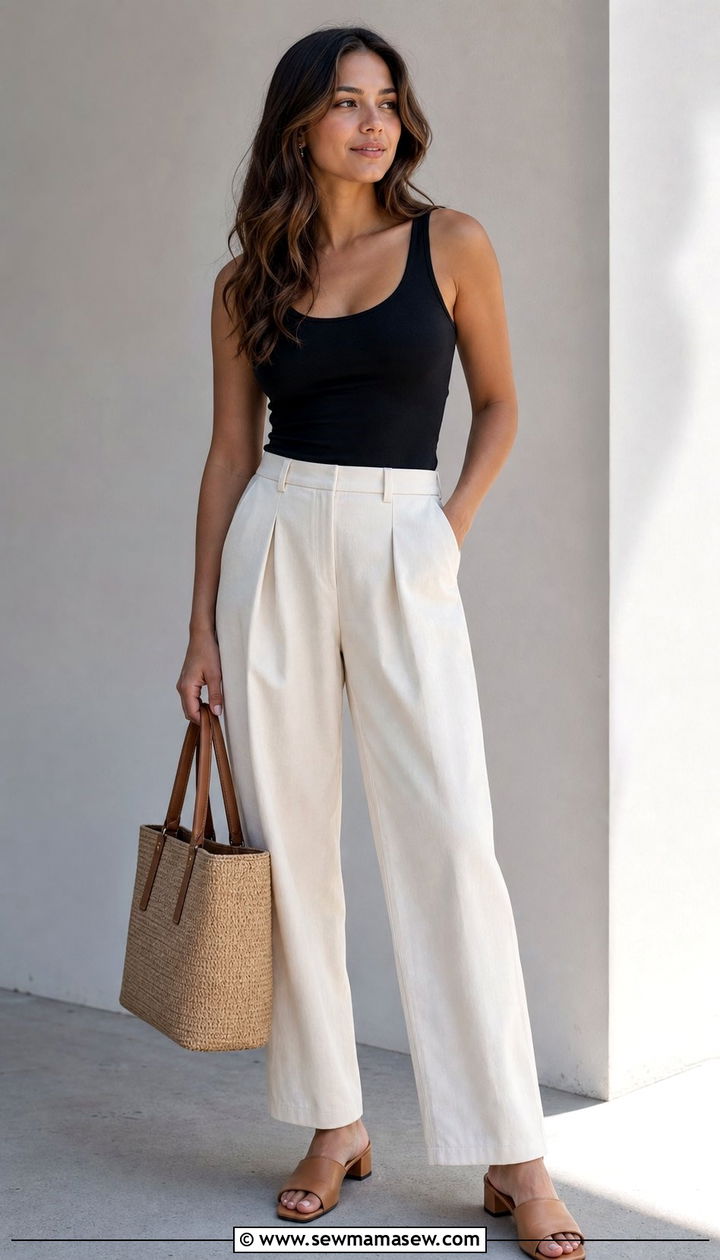 Off White Pleated Trousers Outfit - 25 Early May outfit ideas