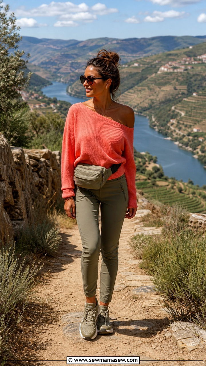 Off shoulder top and hiking pants Porto - 40 What to wear in Porto