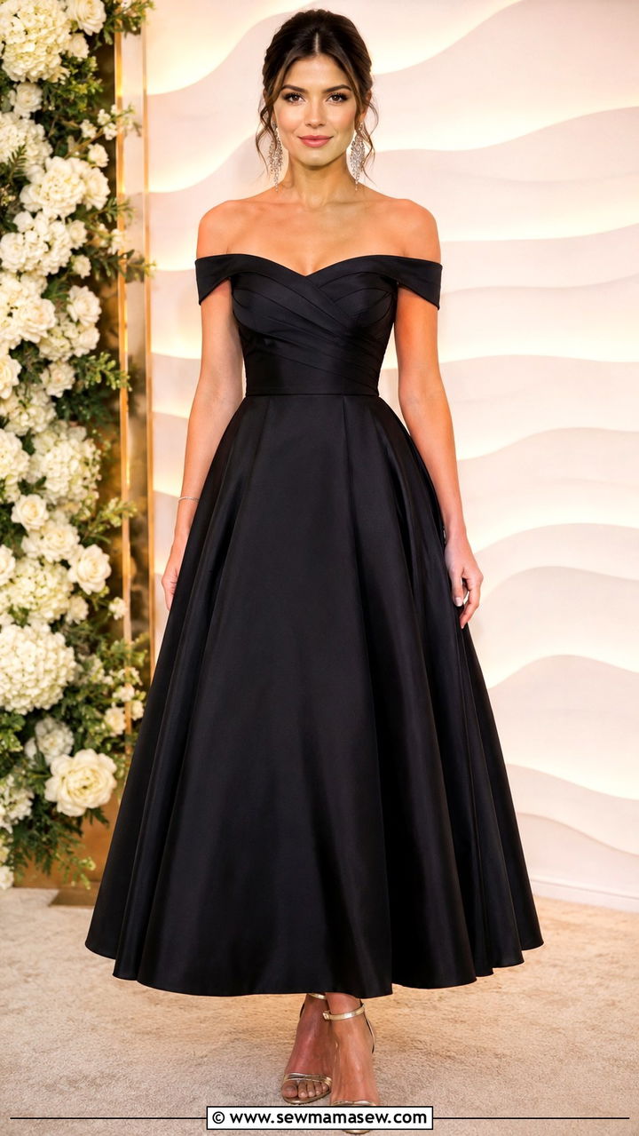 Off the Shoulder A Line Gown - 25 Outfit ideas for pear shape 2026
