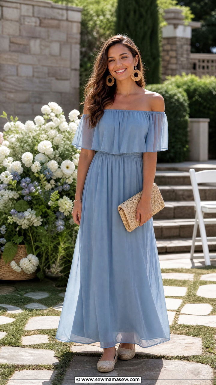 Off the Shoulder Maxi Dress Graduation Outfit - 25 graduation outfits Pinterest