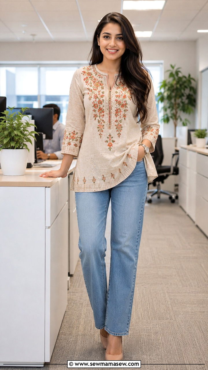 Office ethnic top with jeans Mumbai - 25 Mumbai outfit ideas