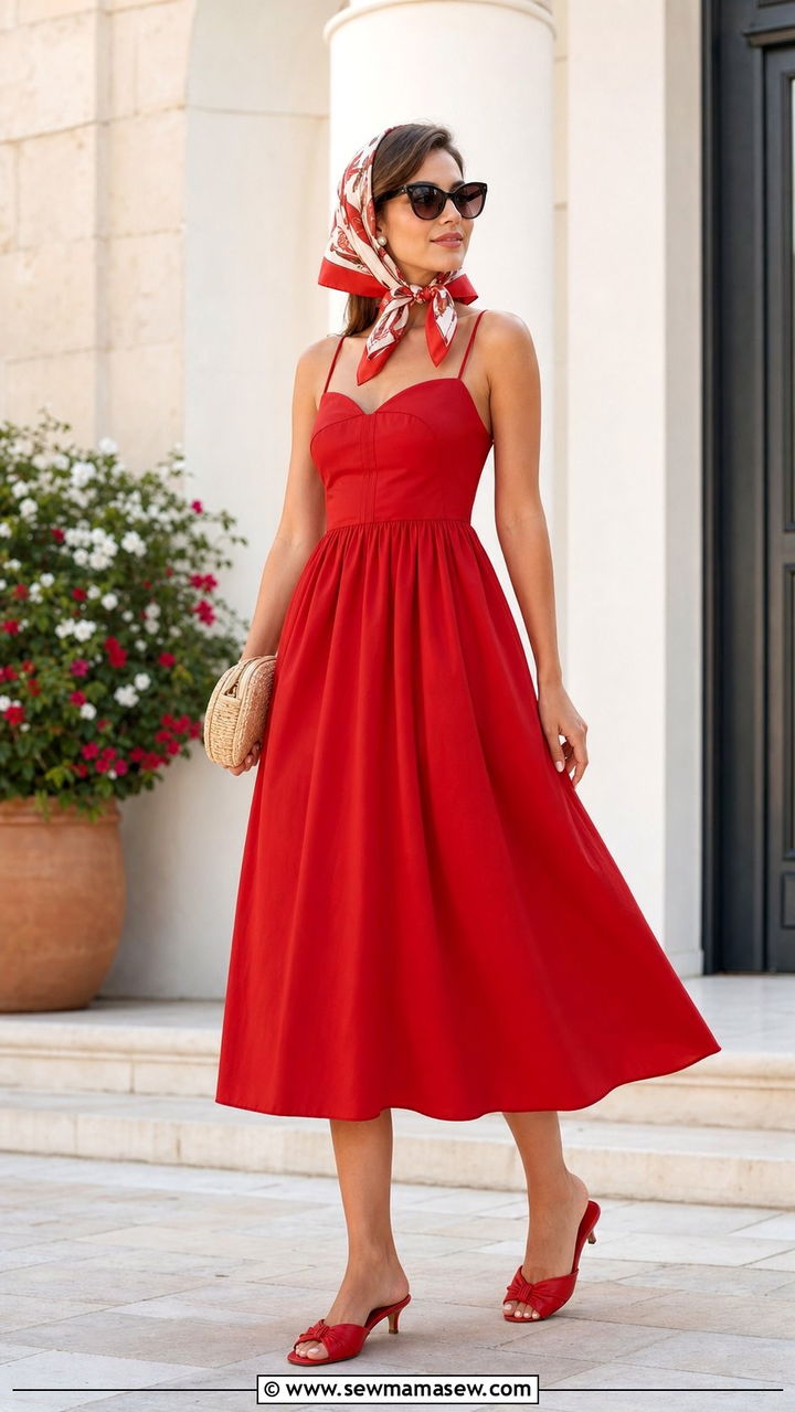 Old Hollywood Hair Scarf With Sundress Outfit - 25 summer outfits with hair scarf