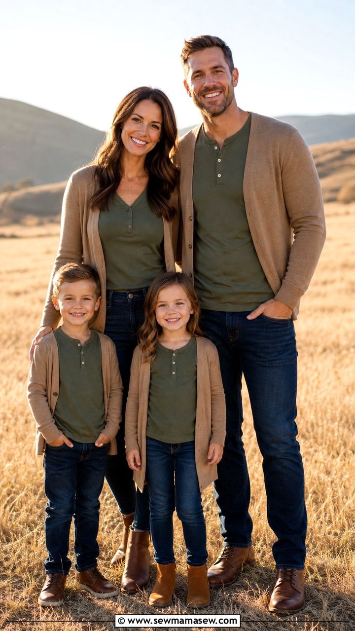 Olive Green And Camel Family Photo Outfit - 25 Family photo outfit ideas matching