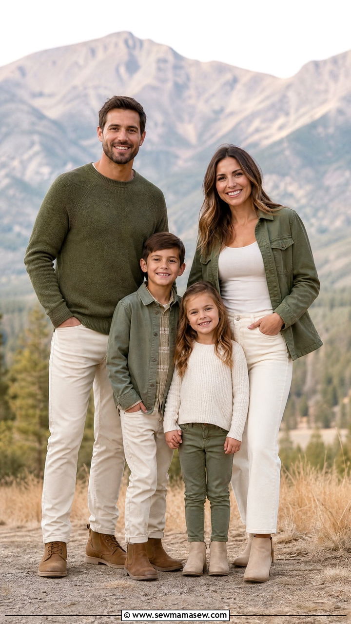 Olive Green And Cream Family Photo Outfits - 30 casual family photo outfits