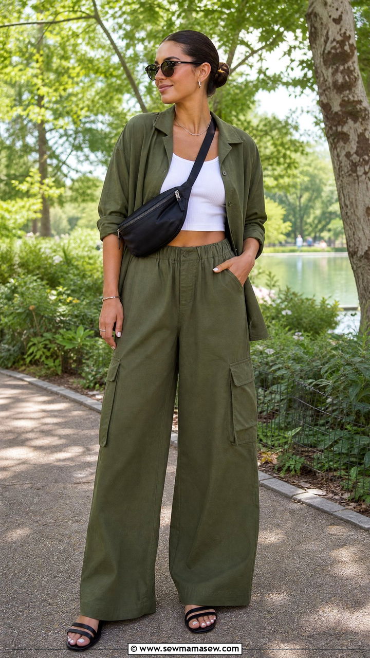 Olive Green Cargo Matching Set Outfit - 30 Matching set outfit ideas clean girl