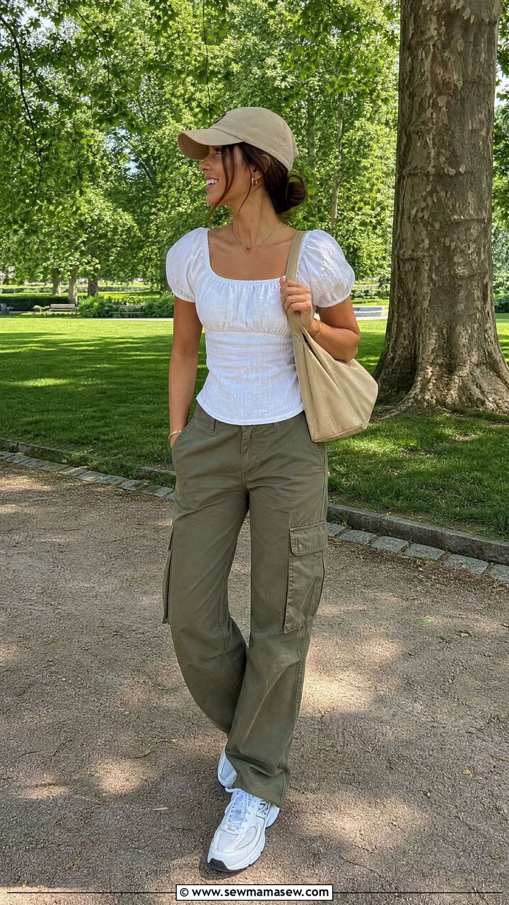 Olive Green Cargo Pants Summer Outfit - 30 Summer outfits in olive green