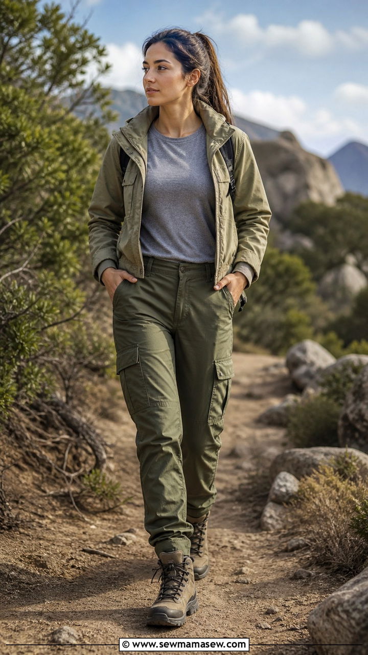 Olive Green Cargo Pants With Utility Jacket and Hiking Boots - 40 cargo pants outfits