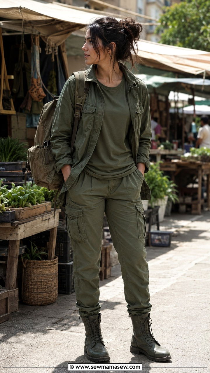 Olive Green Monochrome Outfit - 30 monochrome outfit ideas for women